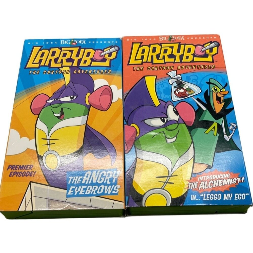 vintage big idea Larry boy the cartoon adventures VHS set of 2 English READ